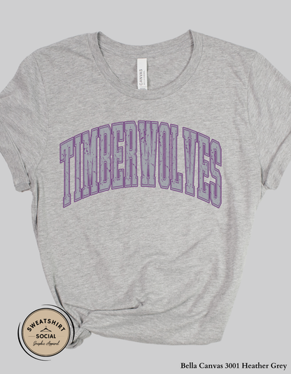 Banks Trail Timberwolves Spirit Shirt – Purple or Gray Arch Design (Adult Sizes S–2XL)