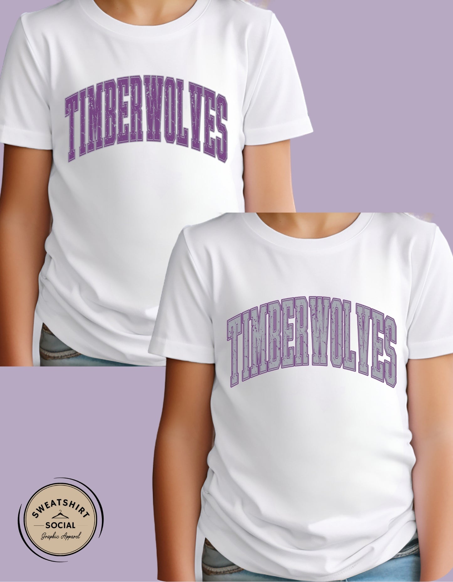 Kids Banks Trail Timberwolves Spirit Shirt – Purple or Gray Arch Design (Infant, Toddler & Youth)