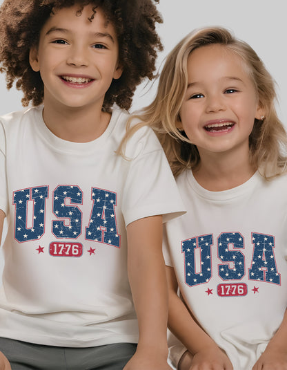 Kids USA 1776 Shirt – 4th of July Patriotic Graphic Tee or Sweatshirt (Family Matching Design)