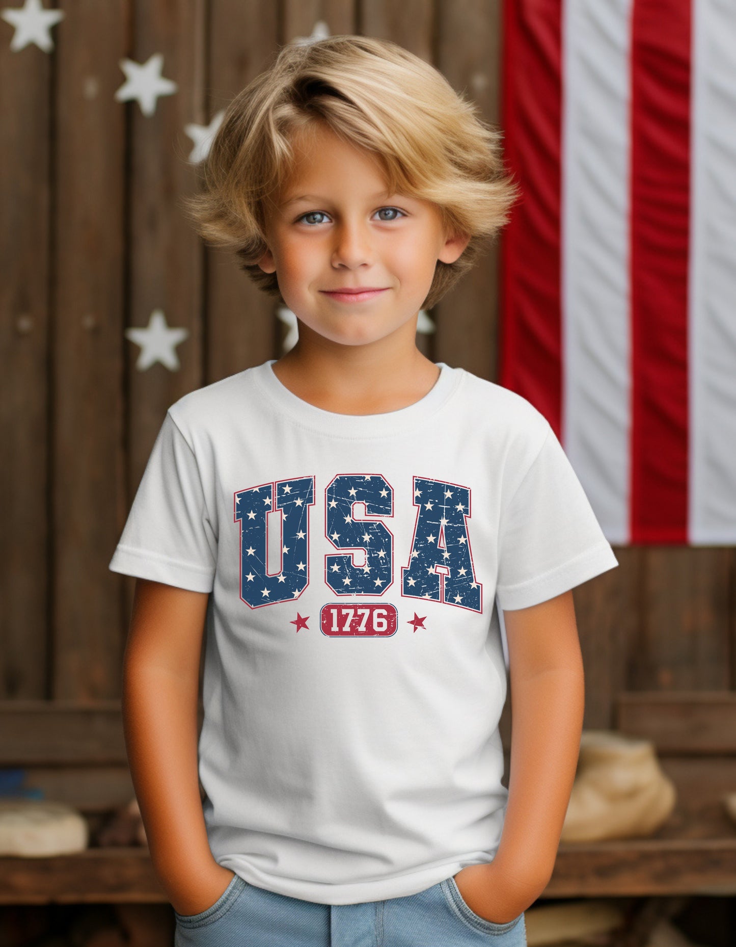 Kids USA 1776 Shirt – 4th of July Patriotic Graphic Tee or Sweatshirt (Family Matching Design)
