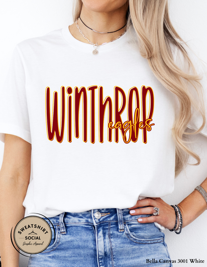Winthrop Eagles Spirit T-Shirt and Sweatshirt – Lettered Look (Adult Sizes)