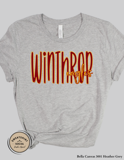 Winthrop Eagles Spirit T-Shirt and Sweatshirt – Lettered Look (Adult Sizes)