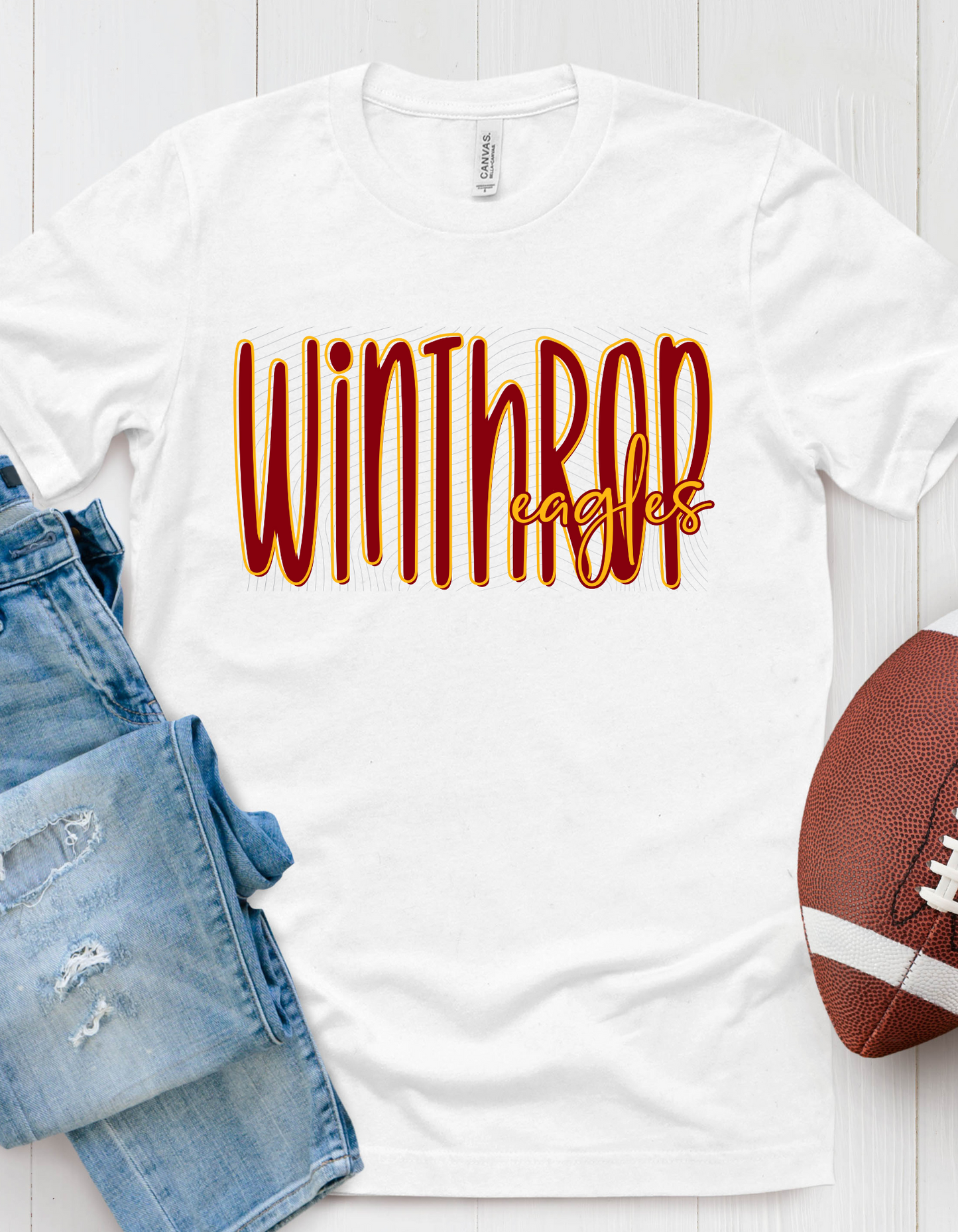 Winthrop Eagles Spirit T-Shirt and Sweatshirt – Lettered Look (Adult Sizes)